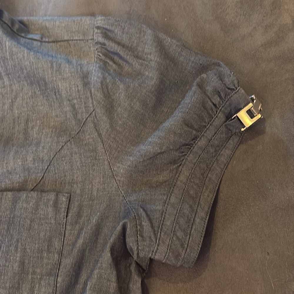 Express Short Puff Sleeve Button Down Collared Sh… - image 2